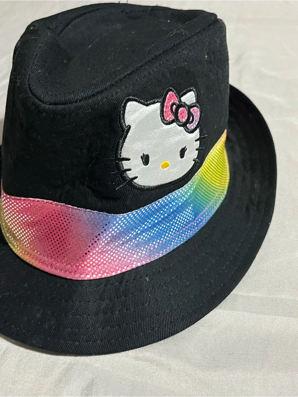 Hello Kitty Black Hat with Rainbow Sequin Band